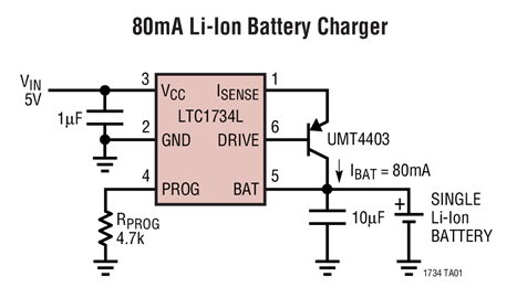 LTC1734L Lithium-Ion Linear Battery Charger in ThinSOT